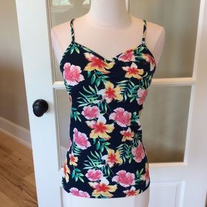 Tank Cami Navy Blue Tropical Womens Small New